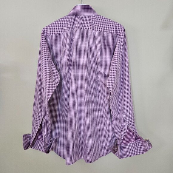 Charles Tyrwhitt Shirt Mens 15.5 M Slim Fit French Cuff Plaid LS Buttons Dressy - Picture 2 of 16